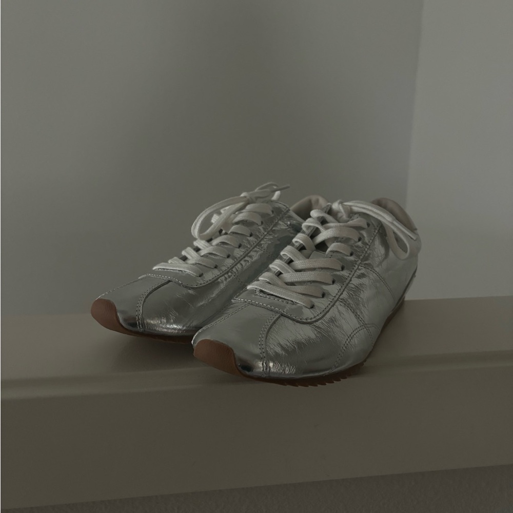 J. Crew Metallic Silver Sneakers - Picture 3 of 5
